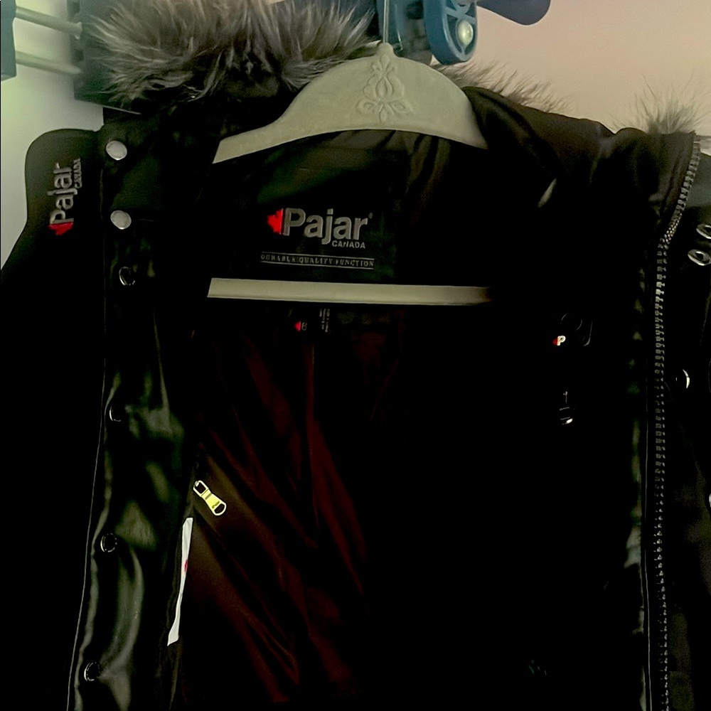 Pajar Black Puffer Jacket with Fur Trim